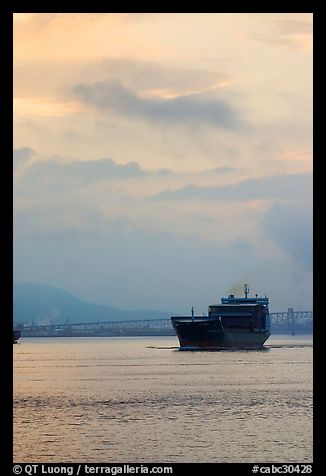 Container ship in harbor. Vancouver, British Columbia, Canada