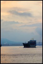 Container ship in harbor. Vancouver, British Columbia, Canada