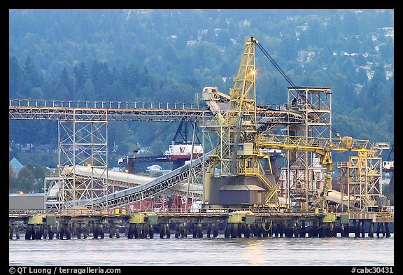 Industrial installations in harbor. Vancouver, British Columbia, Canada (color)