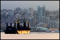 Cargo ship in harbor. Vancouver, British Columbia, Canada