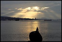 Girl in wetsuit statue, sunrise, Stanley Park. Vancouver, British Columbia, Canada ( color)