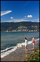 Girls on a beach, Stanley Park. Vancouver, British Columbia, Canada