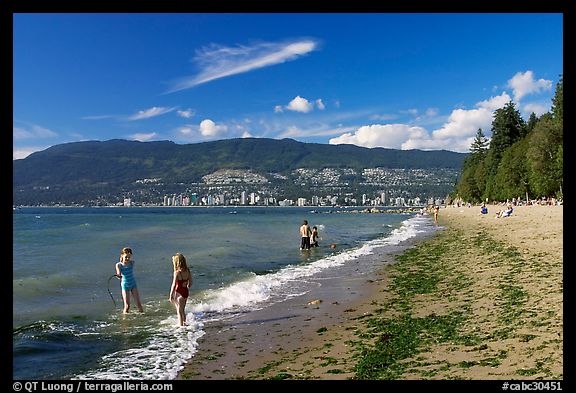 Girls playing in water, Stanley Park. Vancouver, British Columbia, Canada