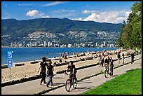 Bicyclists, and walkers,  Stanley Park. Vancouver, British Columbia, Canada