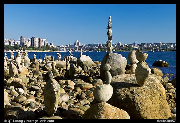 Balanced rocks and skyline, Stanley Park. Vancouver, British Columbia, Canada (color)