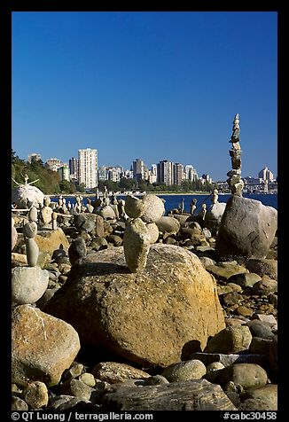 Balanced rocks and skyline, Stanley Park. Vancouver, British Columbia, Canada (color)