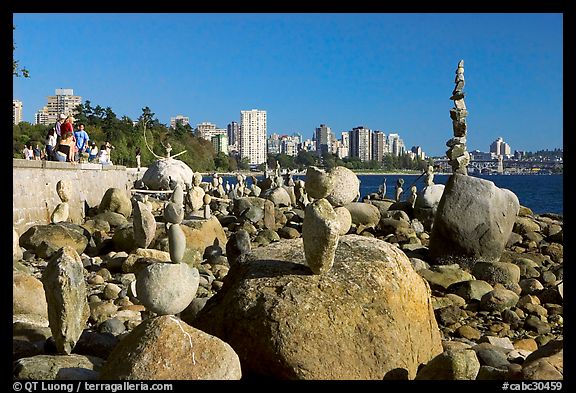 Balanced rocks and skyline, Stanley Park. Vancouver, British Columbia, Canada