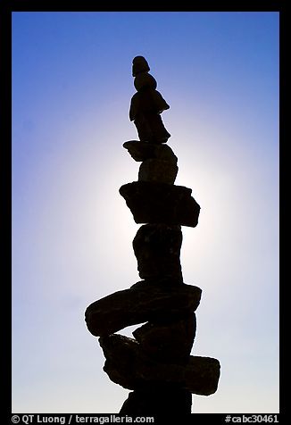 Backlit balanced rocks. Vancouver, British Columbia, Canada (color)