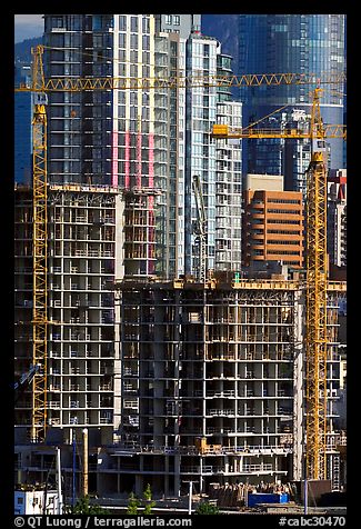 Residential towers in construction. Vancouver, British Columbia, Canada (color)