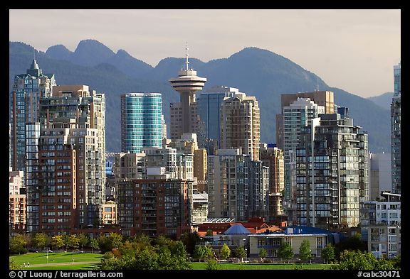 Downtown skyline and mountains. Vancouver, British Columbia, Canada (color)