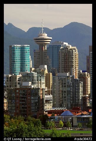 Downtown skyline and mountains. Vancouver, British Columbia, Canada (color)