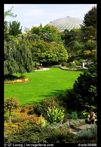 Lawn and Bloedel conservatory, Queen Elizabeth Park. Vancouver, British Columbia, Canada (color)