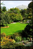 Lawn and Bloedel conservatory, Queen Elizabeth Park. Vancouver, British Columbia, Canada