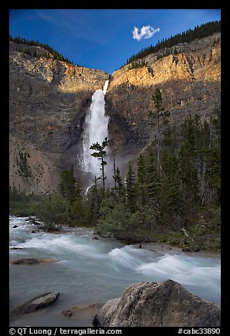 Last light on Takakkaw Falls. Yoho National Park, Canadian Rockies, British Columbia, Canada (color)