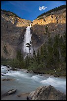 Last light on Takakkaw Falls. Yoho National Park, Canadian Rockies, British Columbia, Canada (color)