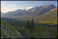 Kootenay Valley and Mitchell Range, from Kootenay Valley viewpoint, late afternoon. Kootenay National Park, Canadian Rockies, British Columbia, Canada (color)