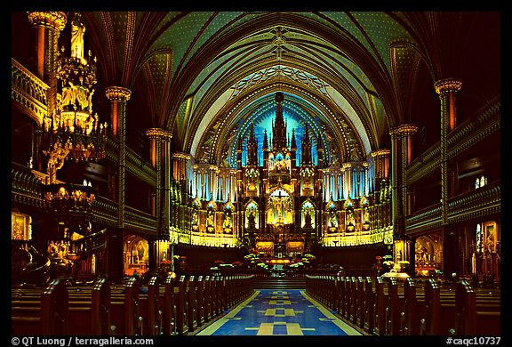 Interior of Basilique Notre Dame, Montreal. Quebec, Canada