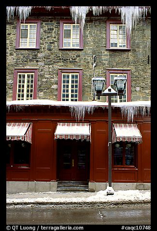 Facade with icicles, Quebec City. Quebec, Canada