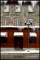 Facade with icicles, Quebec City. Quebec, Canada