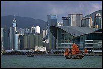 Old traditional junk in the harbor. Hong-Kong, China