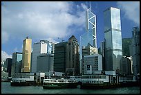 Star ferry leaves Hong-Kong island. Symmetrical shape alleviates need for turning around. Hong-Kong, China