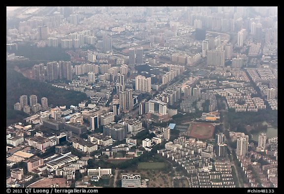 Aerial view, Shenzhen.  (color)