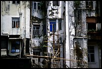 Facade of old buiding, Kowloon. Hong-Kong, China (color)