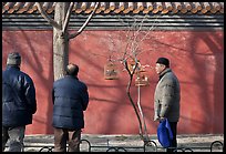 Bird market along red wall. Beijing, China