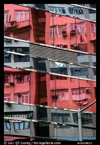 Reflection in glass building, Kowloon. Hong-Kong, China (color)