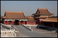 Corner Pavilion and gate, Front Court, Forbidden City. Beijing, China ( color)