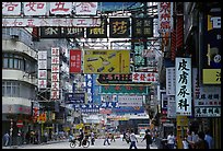 Street in Kowloon with signs in Chinese. Hong-Kong, China ( color)