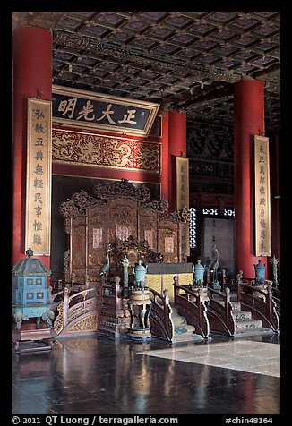 Throne inside Palace of Heavenly Purity, Forbidden City. Beijing, China (color)