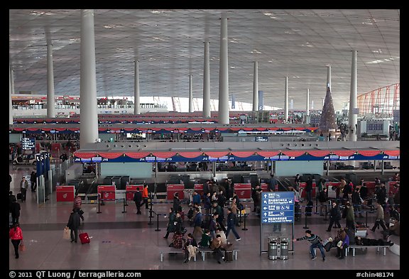 Some of the 300 check in counters, International Airport. Beijing, China (color)