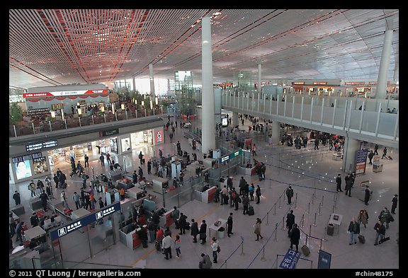 Security check area, Capital International Airport. Beijing, China