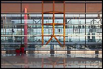 Reflections in glass and marble, Capital International Airport. Beijing, China (color)