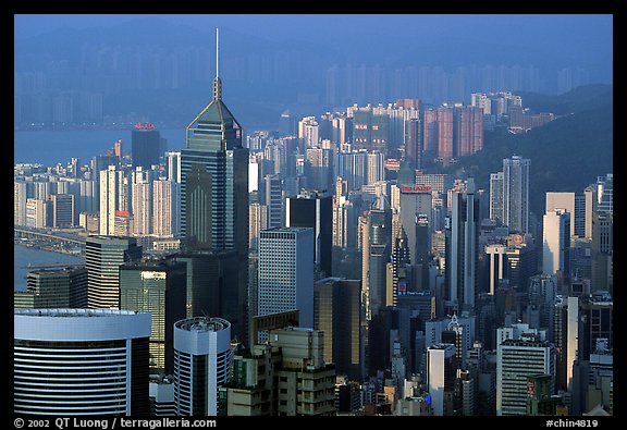 Modern skyscrapers seen from Victoria Peak, Hong-Kong island. Hong-Kong, China