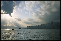 Hong-Kong Island seen from the Promenade, early morning. Hong-Kong, China ( color)