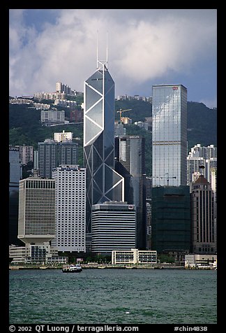 Landmark Bank of China building, whose triangular shapes were designed by Pei. Hong-Kong, China (color)