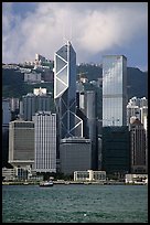 Landmark Bank of China building, whose triangular shapes were designed by Pei. Hong-Kong, China (color)