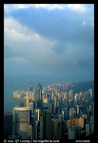 Hong-Kong citiscape from Victoria Peak, sunset. Hong-Kong, China