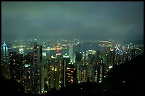 Hong-Kong lights from Victoria Peak at night. Hong-Kong, China