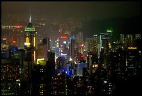 Hong-Kong citiscape from Victoria Peak at night. Hong-Kong, China