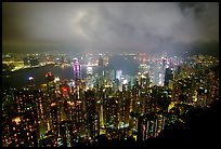 Hong-Kong night citiscape lights from Victoria Peak. Hong-Kong, China (color)