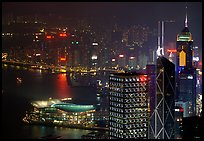 High-rise lights from Victoria Peak at night. Hong-Kong, China