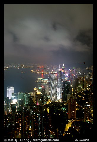 Hong-Kong city lights from Victoria Peak. Hong-Kong, China (color)