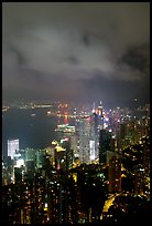 Hong-Kong city lights from Victoria Peak. Hong-Kong, China