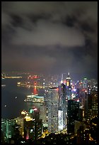 Skycraper Hong-Kong city lights from Victoria Peak at night. Hong-Kong, China ( color)