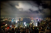 Skycrapers from Victoria Peak at night. Hong-Kong, China ( color)