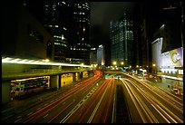 Expressway on Hong-Kong Island by night. Hong-Kong, China