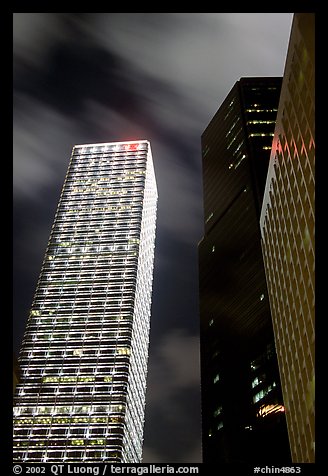 Cheung Kong Center (290m) building at night. Hong-Kong, China (color)